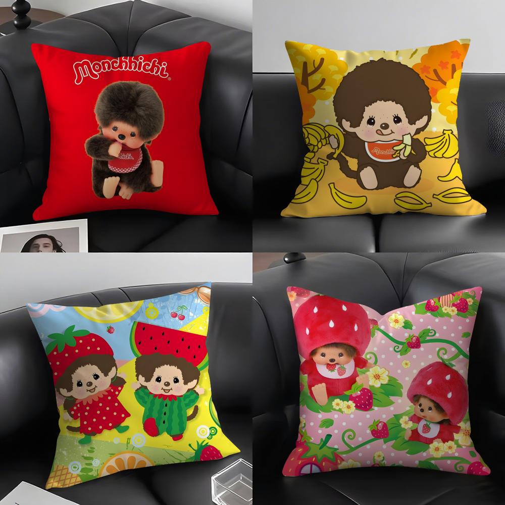 MMonchhichi Cute Cushion Cover Pillowcase Ultra Soft Skin Friendly Fabric Cloud Like Comfort Concealed Zipper