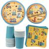 Children's Birthday Party Construction Vehicle Tableware Set - Excavator Plates & Cups