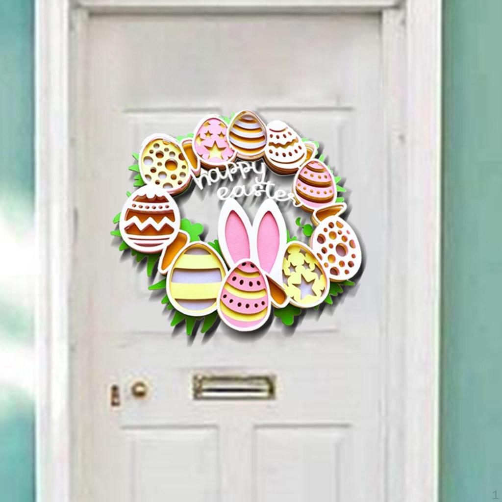 25x25cm Easter Garlands Accessorie Pendant Ornaments Decor Festive Bunny Colored Eggs for Window