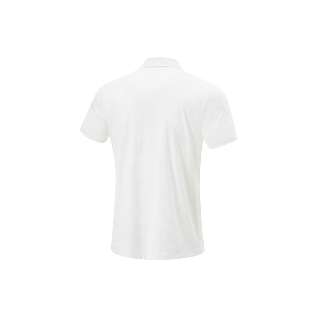 Li-Ning Fitness Series Solid Color Comfortable Fashion Sweat-Absorbing Breathable Short Sleeve Polo Shirt Men Tops Off-White APLU123-7