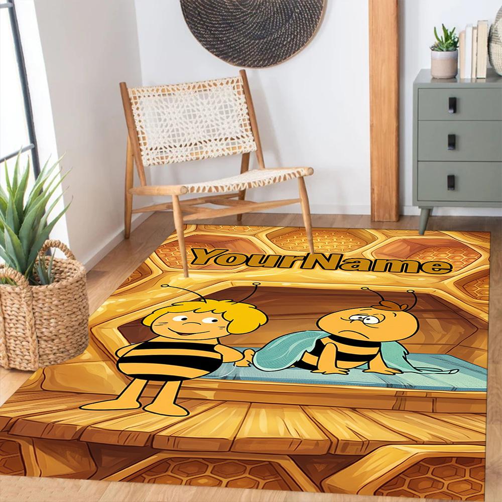 Biene Maja Customized Name Floor Rug Office Rug Perfect for Foyer Hallway Balcony Kitchen Anti-slip Rug Decorate Offices Spiritual Gift