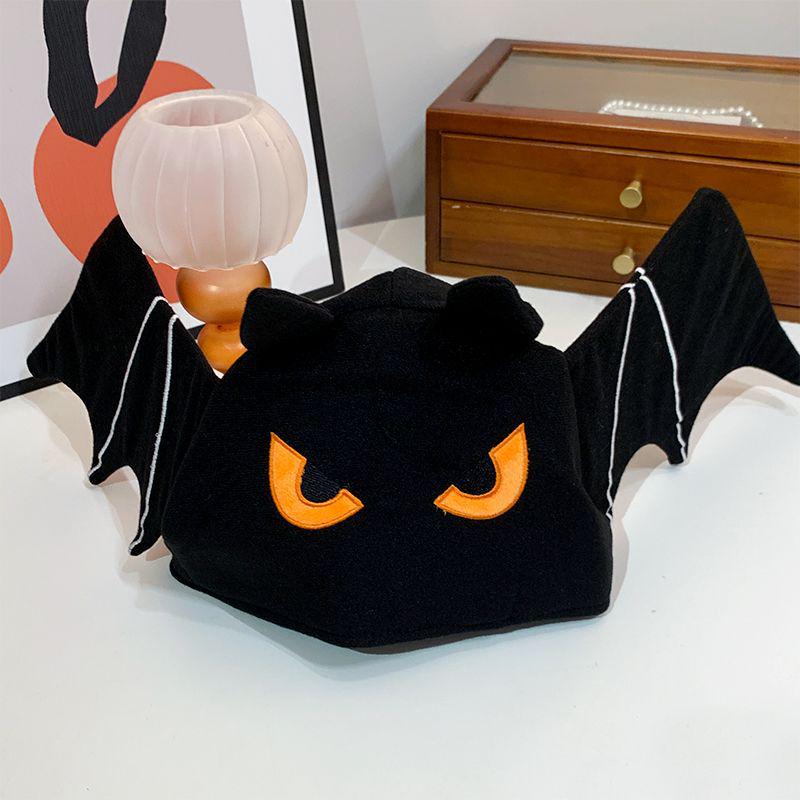 Halloween Cute Black Bat Plush Hat with Big Wings for Cosplay & Photos