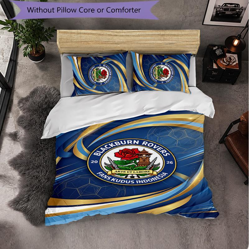 Set Biancheria da Letto Calcio Blackburn Rovers 3 Pezzi Morbido Copripiumino con Federe Set Decorazione Camera da Letto per la Casa