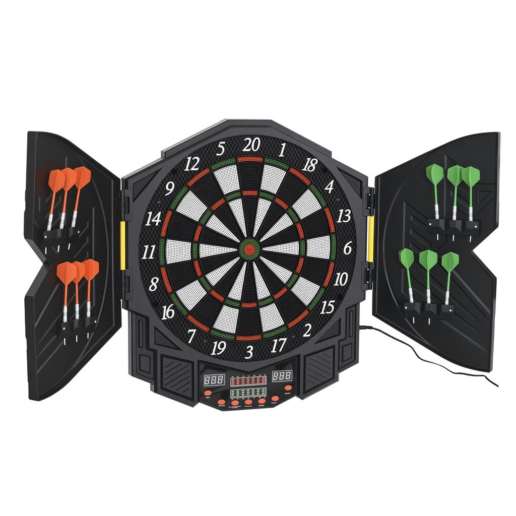 Dart Board Set, Electronic Dartboard with LED Digital Score Display, Soft Tip Darts, 27 Games, Speaker Sound