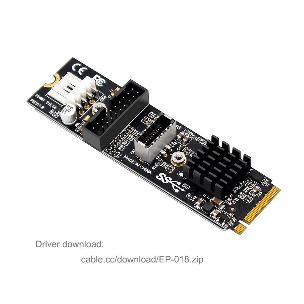 Cablecc 5Gbps Front Panel Socket and to NVMENGFF Card Adapter for VL805 Motherboard Type-E USB3.1 USB2.0 M-KeyExpress