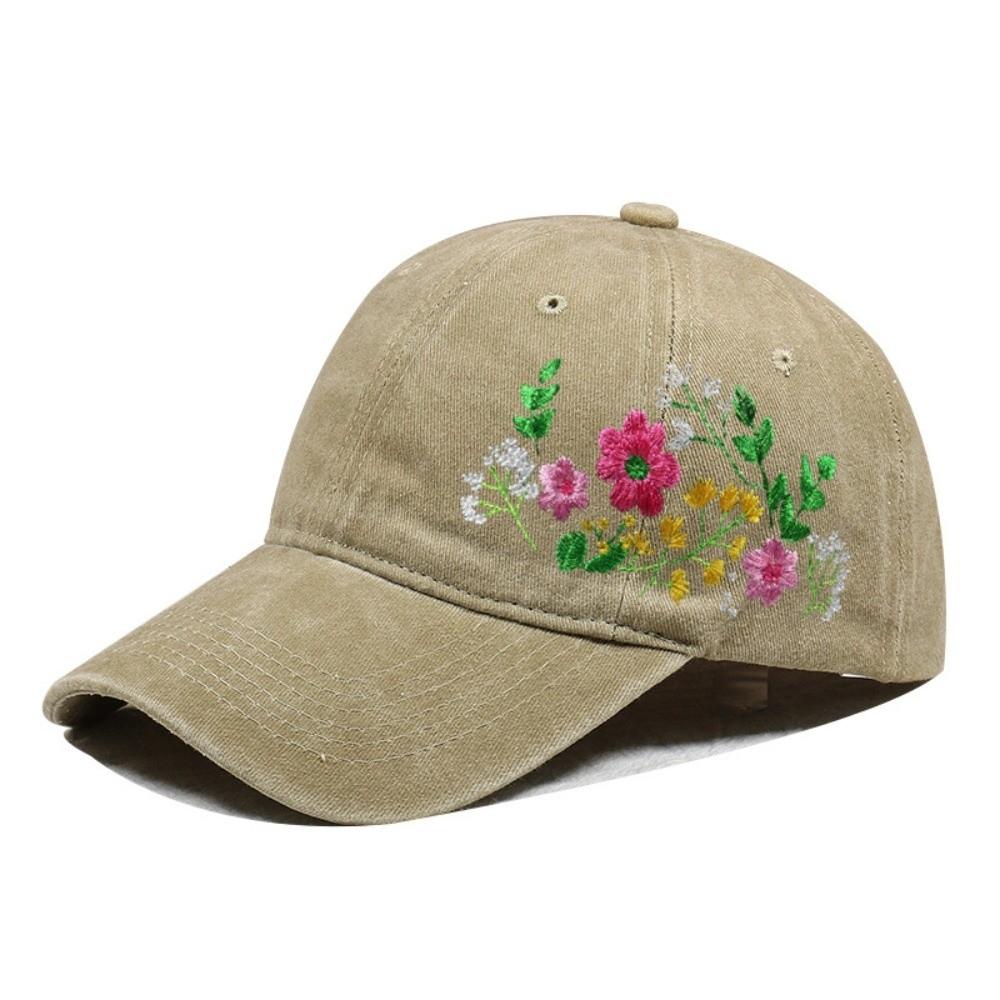 Retro Flower Embroidery Baseball Cap Washed Cotton Adjustable Floral Cap Baseball Hats For Man Women