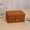 3-Tier PU Leather Jewelry Organizer Box With Dustproof Cover Earrings Studs Rings Storage