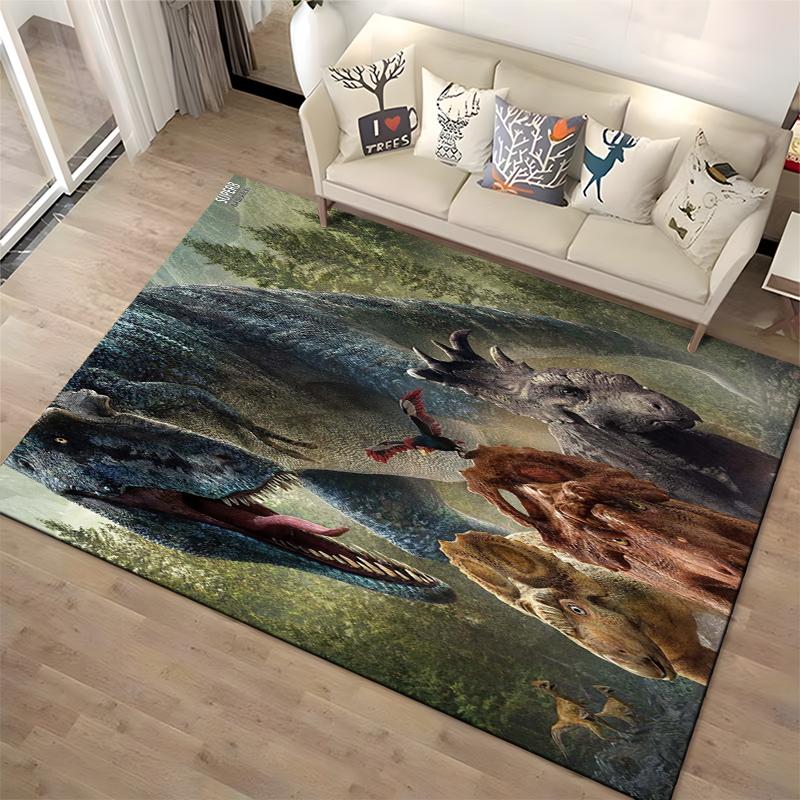 Dinosaurs and Prehistoric Creatures Forest Background Jurassic Style Carpet Design Suitable for Use As an Anti-slip1 For1room and Bedroom Sofas