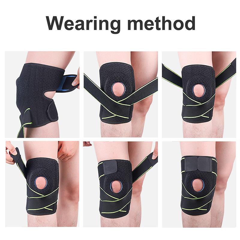 Knee Brace Support Sleeve Adjustable Open Patella Stabilizer Protector Sports Running Knee Wrap Arthritis Meniscus Tear Kneepad