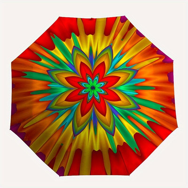 

1pc Kaleidoscope Pattern Automatic Umbrella - 8-Rib Foldable Design, Outdoor Adventures, and Family Celebrations y250829065