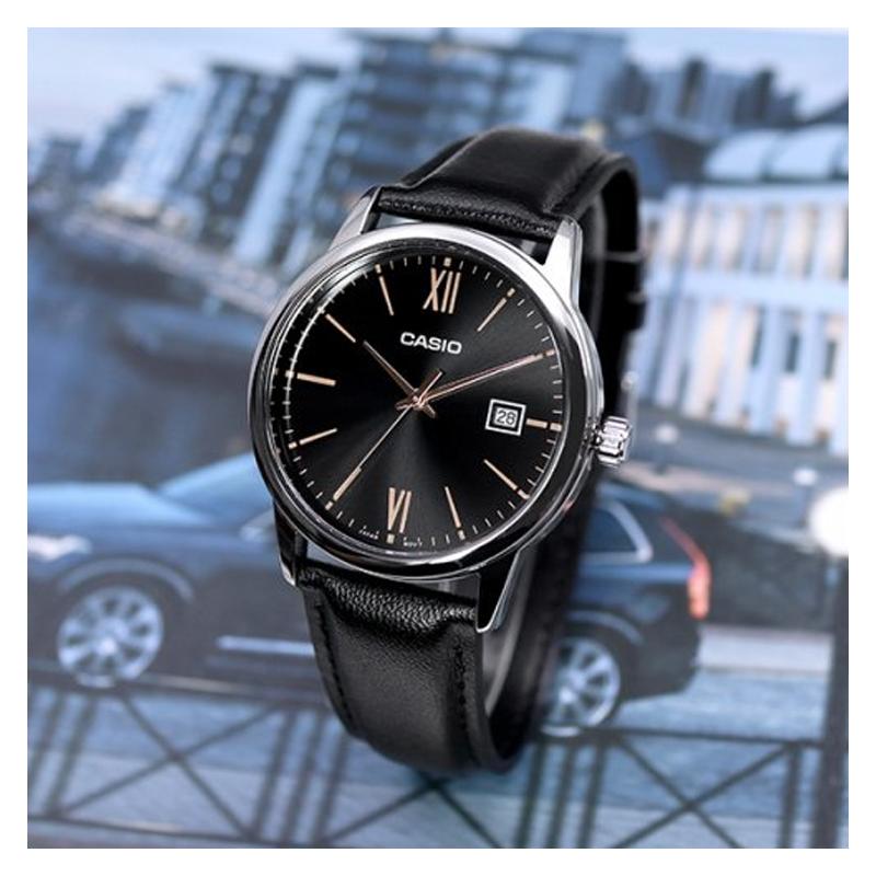 Casio STANDARD series simple complex small round watch ancient business casual fashion quartz movement leather strap Japanese and Korean MTP-V002L-1B3