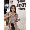 Koreanisches Hip Hop Retro Karo Oversized Kurzarmhemd für Damen