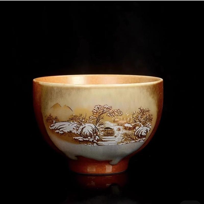 Retro Wood Fired Teacups Creative Handmade Ceramic Mug Chinese Kung Fu Gongfu Tasting Master Cup Tea Ceremony Teaware Drinkware