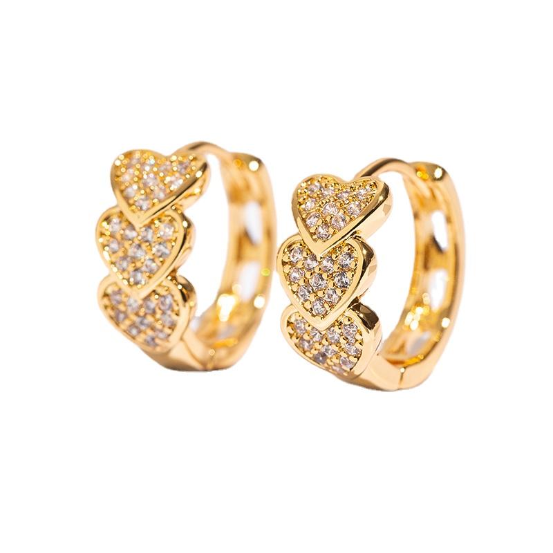 Stainless Steel Zircon Heart Earrings For Women Trending Gold Color Plated Hoop Earrings Jewelry Gifts