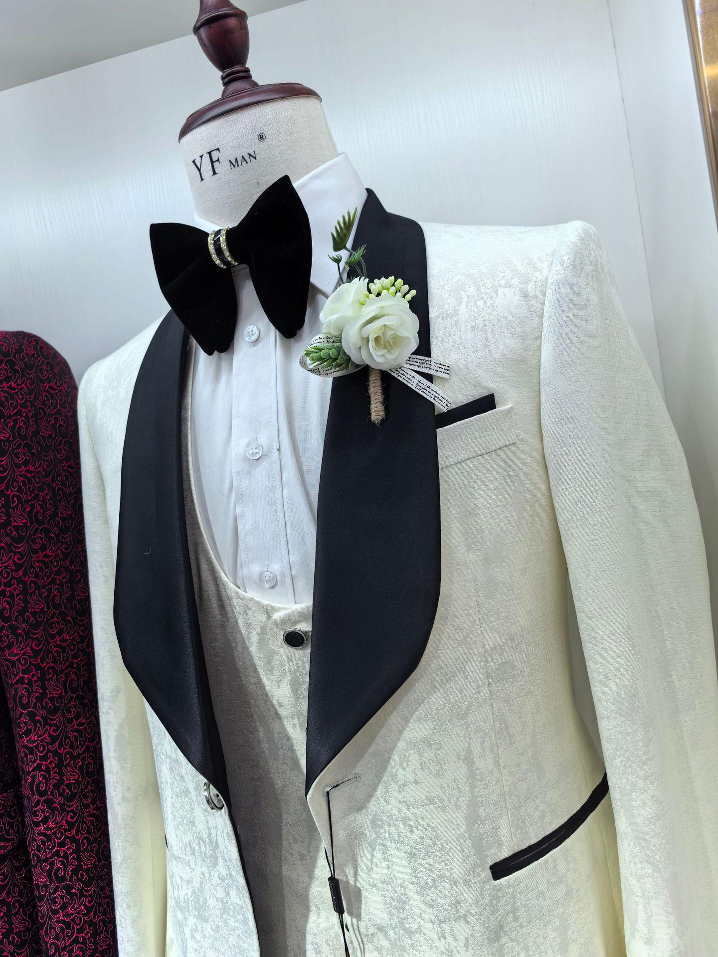 

Men s Cross-Border Knit Wedding & Casual 3-Piece Suit Set M
