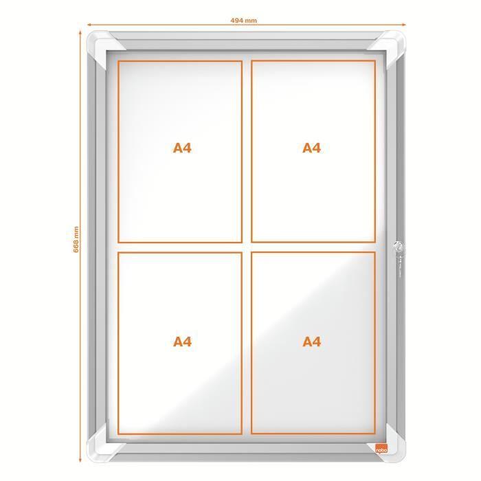 Vitrine D'affichage Premium Plus - Nobo - 4x A4 - Fond Magnétique - Pour L'extérieur