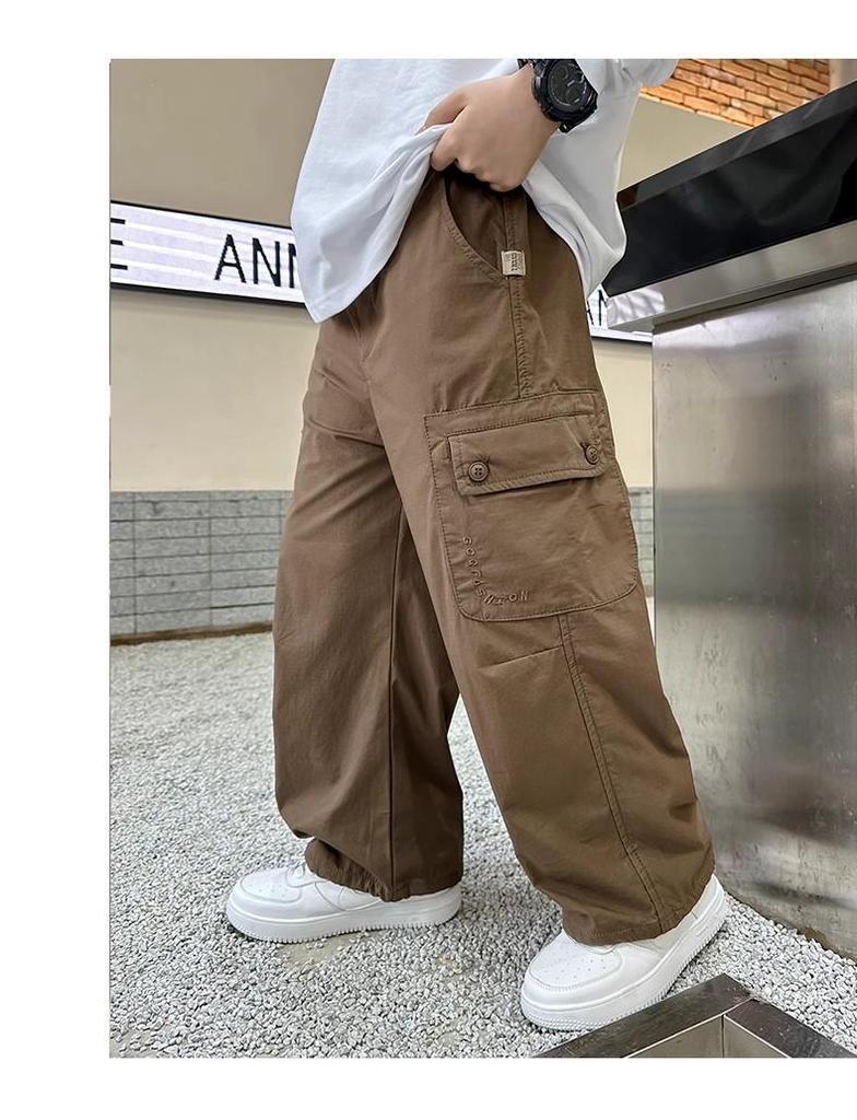 Jungen 2024 Frühling/Herbst Weitbeinige Koreanische Freizeit-Arbeitskleidungshose für Große Kinder