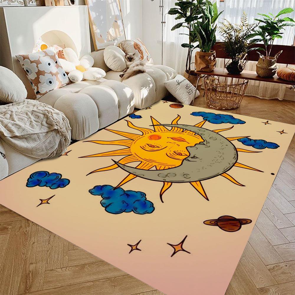 Vintage Sun and Moon Carpet Living Room Sofa Decoration Carpet Boy Game Room Bedside Carpet Children's Crawling Game Mat Gift