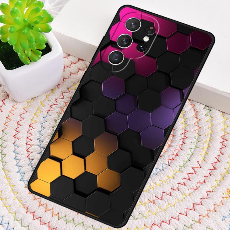3D Hexagonal Lights Phone Case for Samsung Galaxy note 10 pro S26 Ultra S23 S24 FE S25 S21 S22 PLUS shockproof Cove