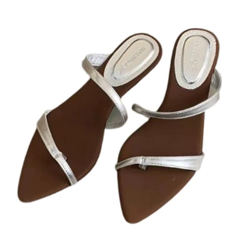 Fashion Women Slippers Designer Heeled Sandals Fashion Woman Shoes 2025 Summer New Slides Elegant Flip Flops Beach Sandalias De Mujer
