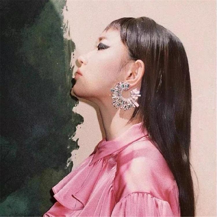 Unique Crystal Sunflower Earrings for Women Large Circle Flower Shape Accessory