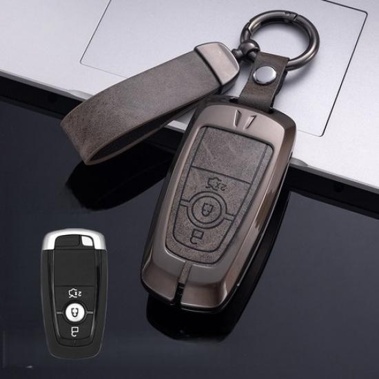 Zinc Alloy Leather Car Key Case Cover For Lincoln MKC Continental MKZ Navigator