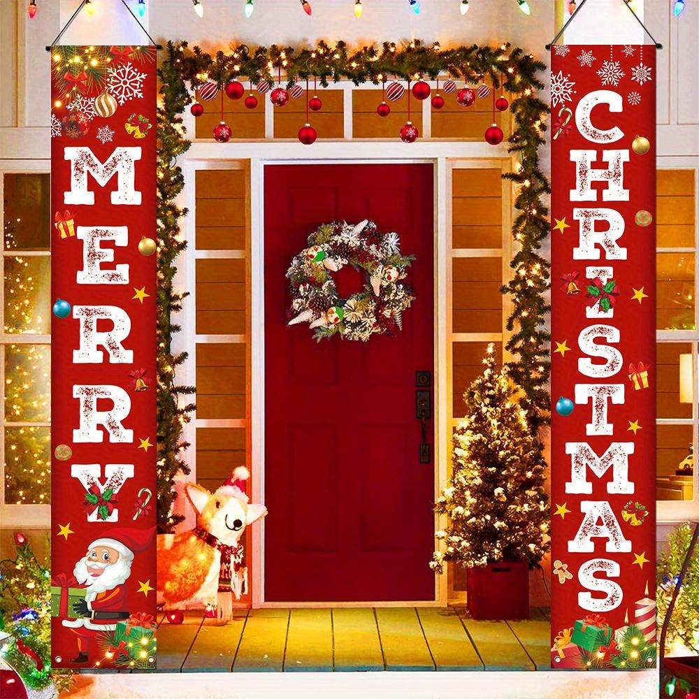 Merry Christmas Porch Sign Carnival Polyester Indoor Outdoor Decor