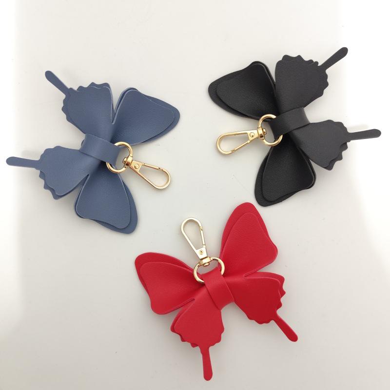 Elegant Butterfly Leather Keychain Pendant for Bags & Cars