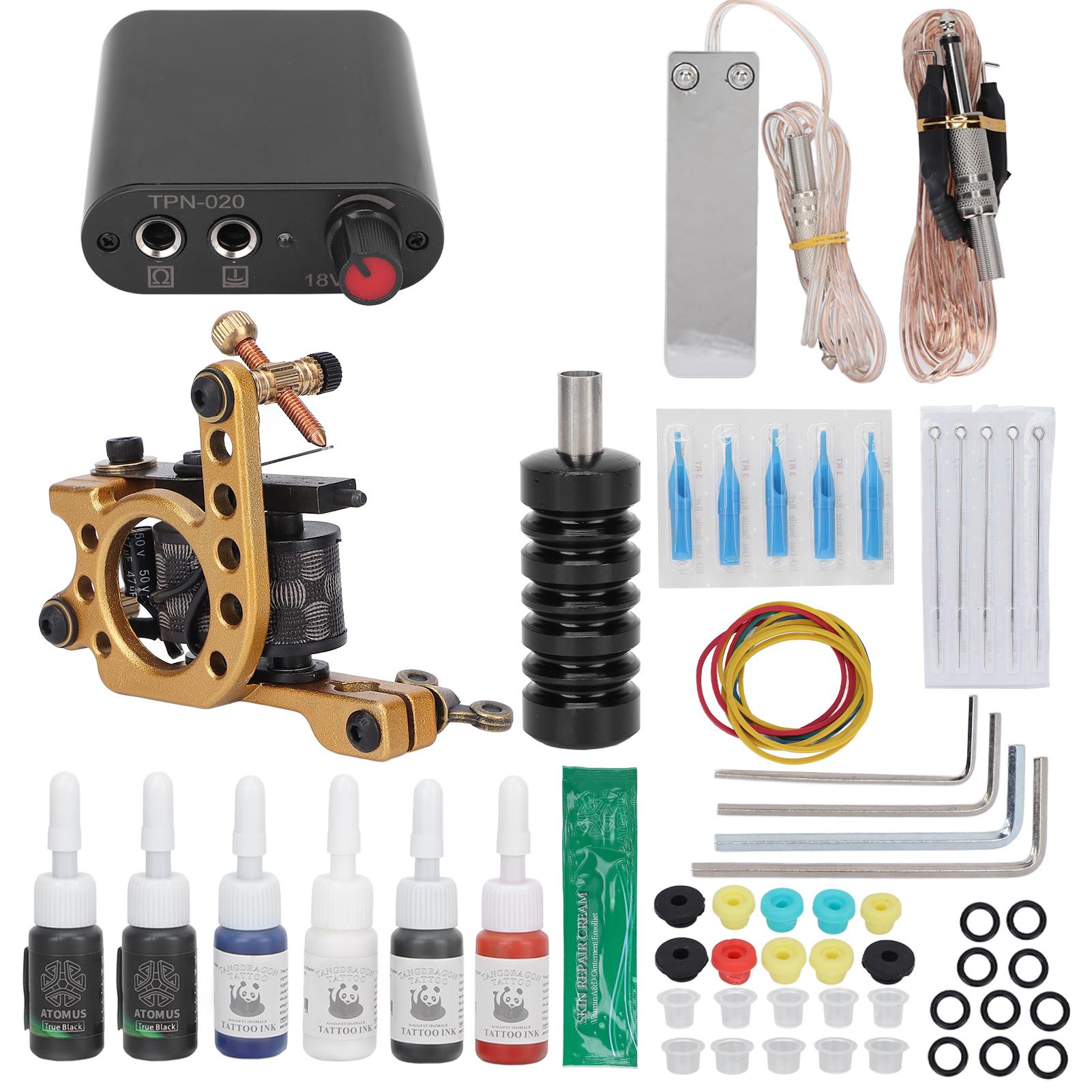 

Профессиональный набор тату-машинок Блок питания для татуировки 10 обмоток Полный набор тату-машинок с катушкой для EU Plug