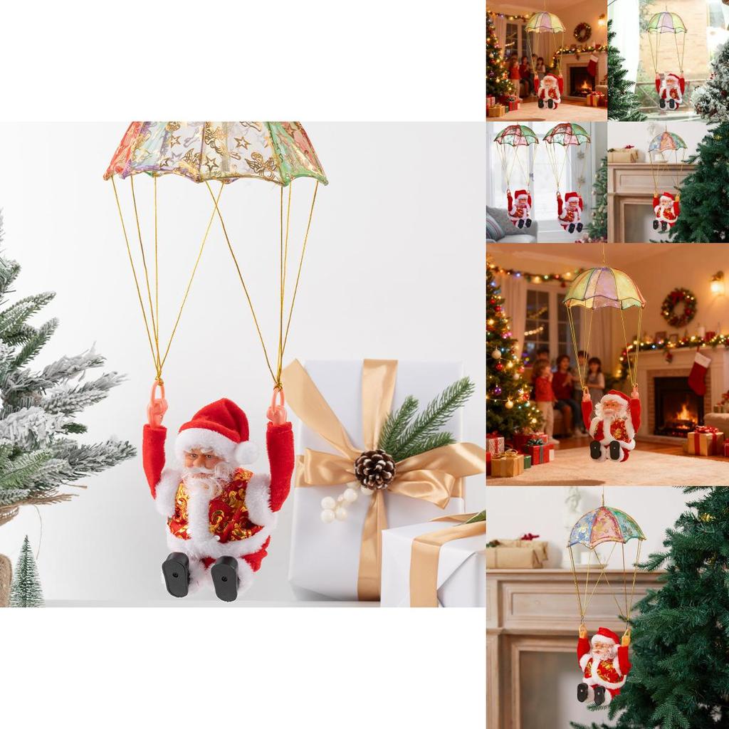 Christmas Santa Electric Parachute Toy With Music And Light For Kids Holiday Decor