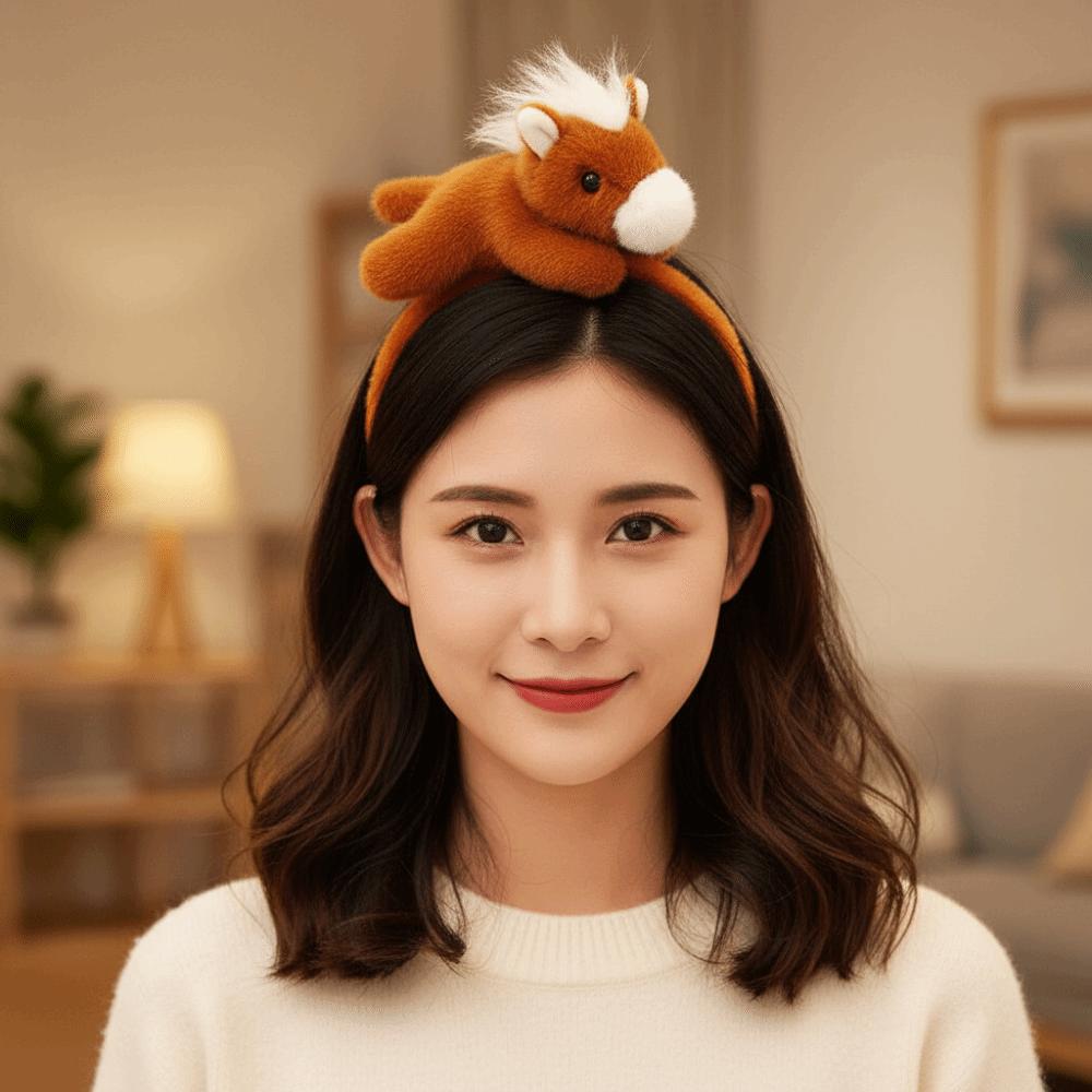 Pony Horse Hair Hoop Mascot New Year Headpiece Creative 2026 New Year Headband Children