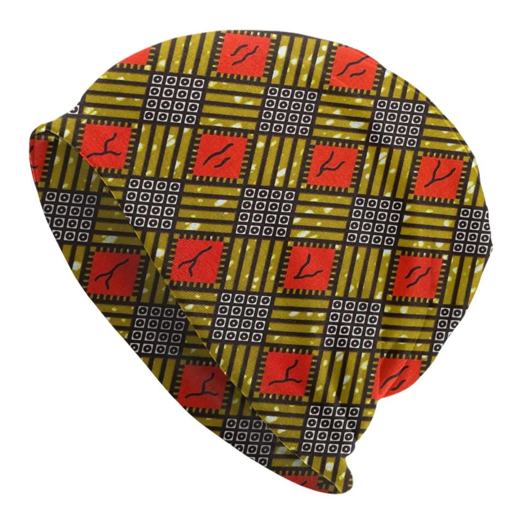 Custom African Ethnic Ankara Pattern Skullies Beanies Caps Unisex Winter Warm Knitting Hat Adult Bonnet Hats Outdoor Ski Cap