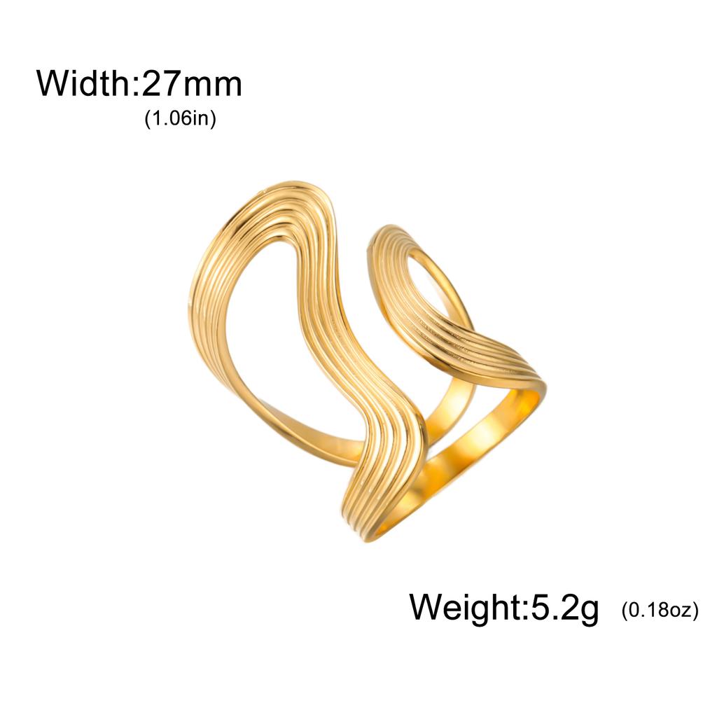 Lemegeton Ocean Star Fish Shell Open Ring Women's Gold Stainless Steel Ring Summer Beach Wind Waterproof Jewelry