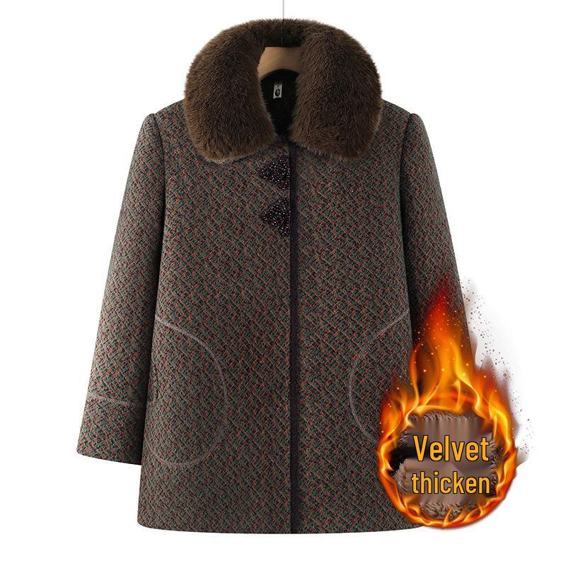 

Elderly Women s Stylish Mink Velvet Thickened Winter Coat 5XL (suggested 145-155 lbs) зелений