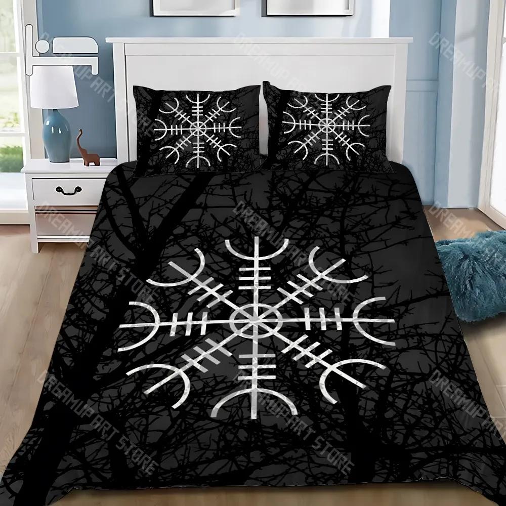 Viking Nordic Viking Mystical Symbol Duvet Cover Pillowcase Bedding Set Adult Boy Girl Bedroom Decoration Children Single D