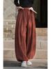 Spodnie damskie typu lampion z bawełny i lnu z elastyczną talią – wiosenno-letnie spodnie casualowe