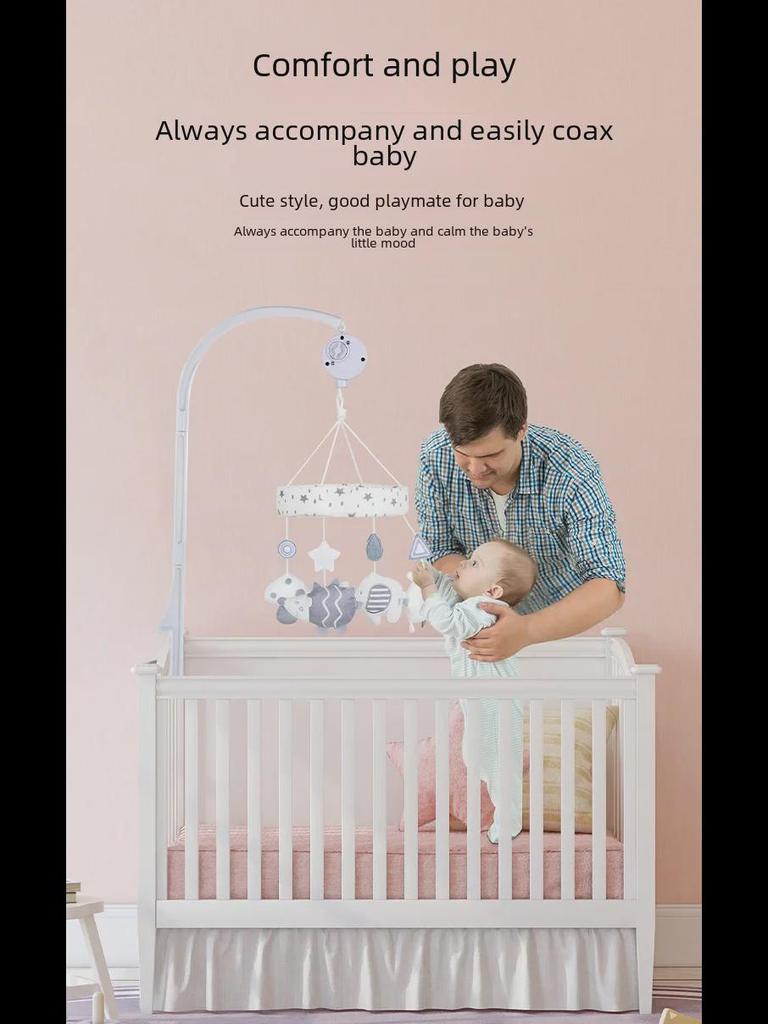 Musical Rotating Baby Mobile - Soothing Bedside Hanging Toy with Soft Doll Pendants