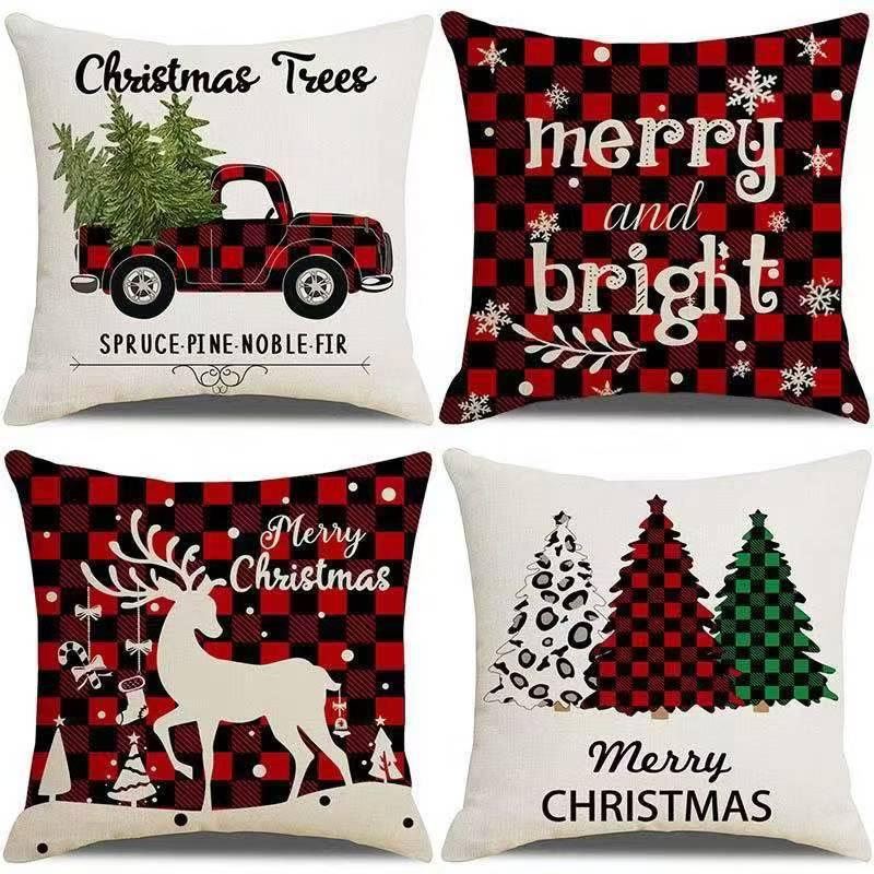 Christmas Linen Pillowcase: Home Sofa Decor & Car Lumbar Support Cushion Cover