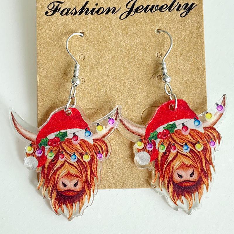 Christmas Kitten Cartoon Earrings & Tree Pendant