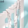 EFFIE QUEEN 925 Solid Sterling Silver 14k Gold Triple Layered Pearl Choker Necklace Luxury Jewelry for Women Wedding Party GPN89