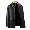 Mens Mid-Length Sheepskin Leather Jacket Winter Senior Gentleman Casual Wear