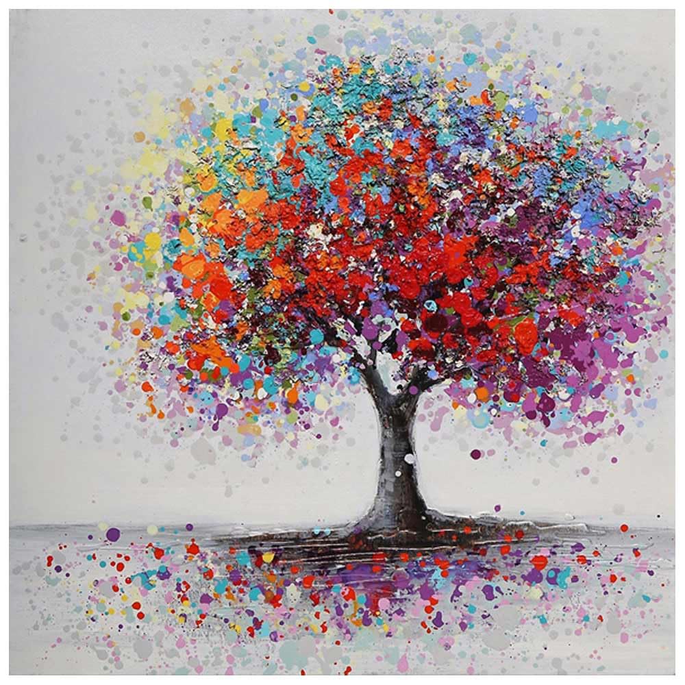 Large Square Art Framed Panel Pop Modern Wall Interior Decoration Panel, Trees, Nature, W60cm, H60cm, Framed, Painting, Canvas, Art, Art, Art,