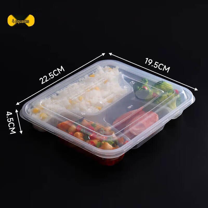 YouJieLang 1000ml Disposable 4-Compartment Meal Prep Containers with Cutlery, 150 Sets