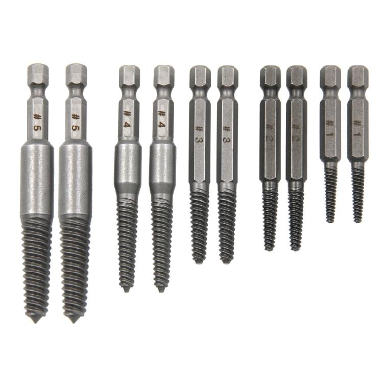 

Screw Extractor Set 10Pcs Easy Out Bolt Extractor Set, Multispline Screw and Head, for Removing Broken Studs, Bolts 1