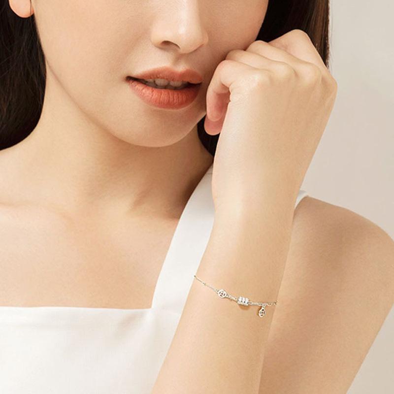 

Браслет женский браслет китайский стиль легкий роскошный цилиндрический браслет с монетой цепочка сращивание