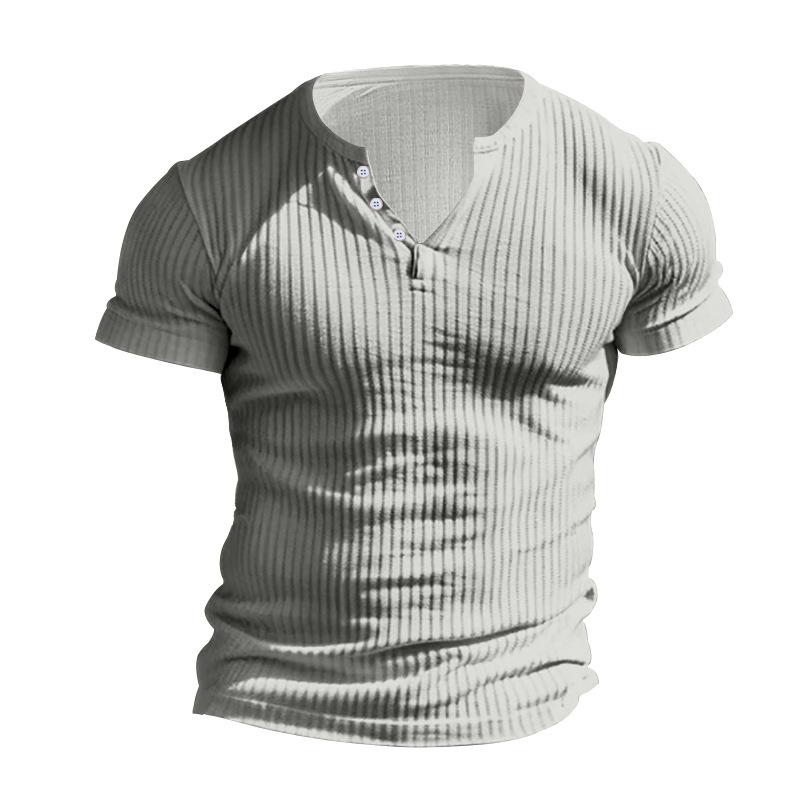 Solid Color Summer New Men's T-shirt Casual Knit Short Sleeve T-shirt