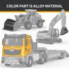 1:40 Light And Sound Simulation Engineering Trailer Truck With Bulldozer Excavator Alloy Toys Diecast Construction For Boys Gift