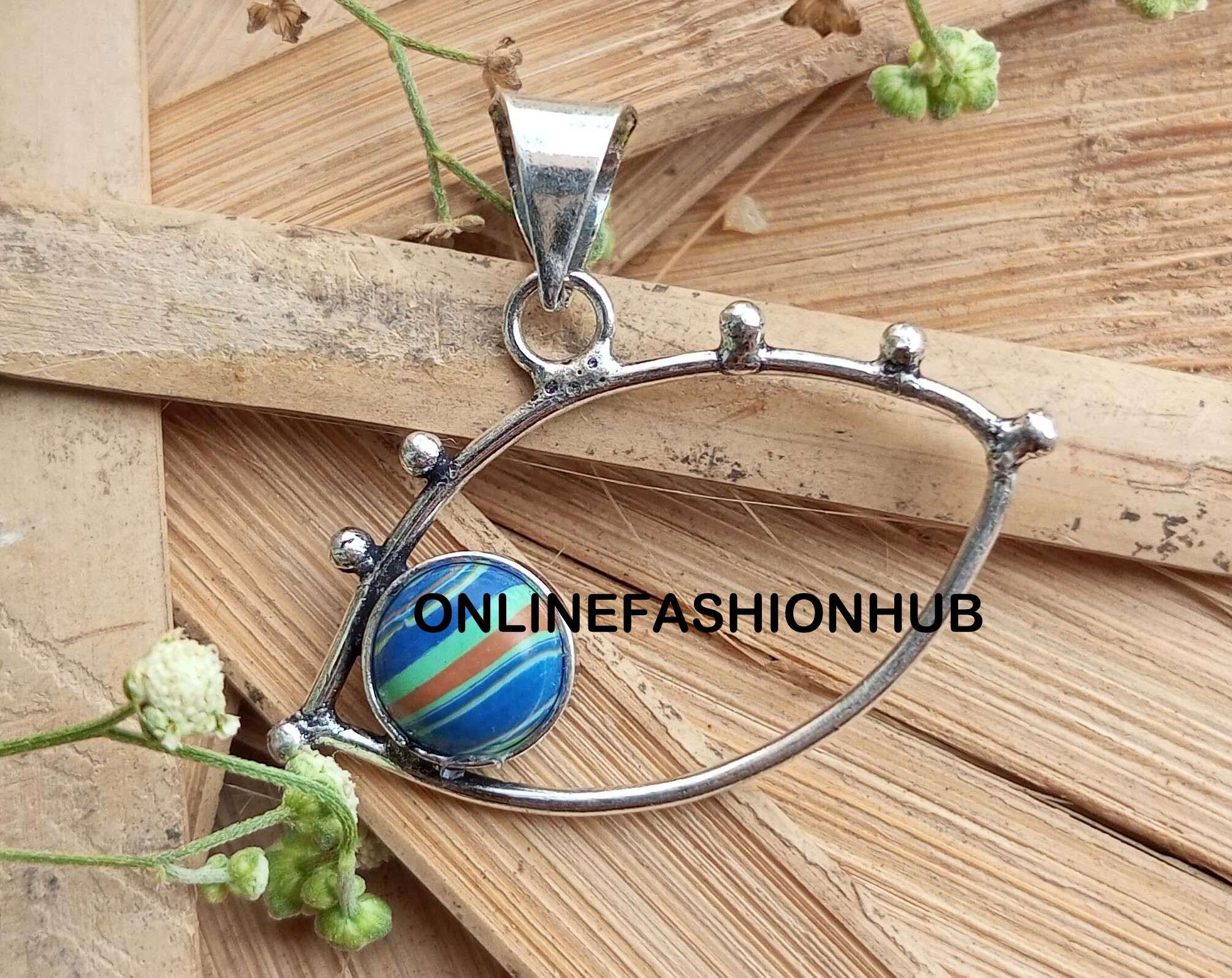 

Драгоценный камень из радужного кремнезема, стерлингового серебра 925 пробы, с покрытием Casuel, кулон, ювелирные изделия NST-CP5