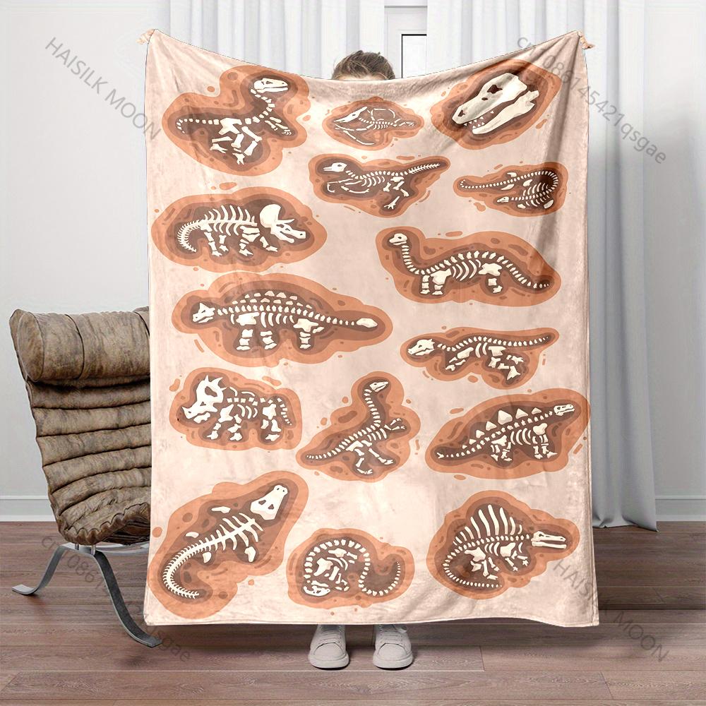 1PC Dinosaur Fossil Illustration Collection Print Adult Children Warm Blankets Home Travel Car Soft Comfortable Luxury gifts