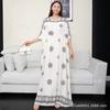 South East Asia 100kg super fat dress fat girl plus short sleeve maternity dress loose floral beach long skirt